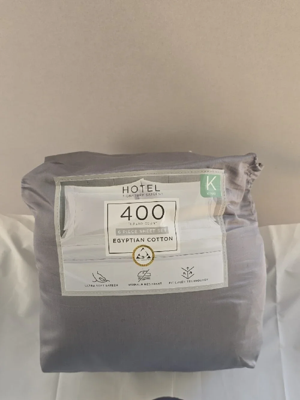 400 Thread Count Egyptian Cotton King Sheet Set - Gray